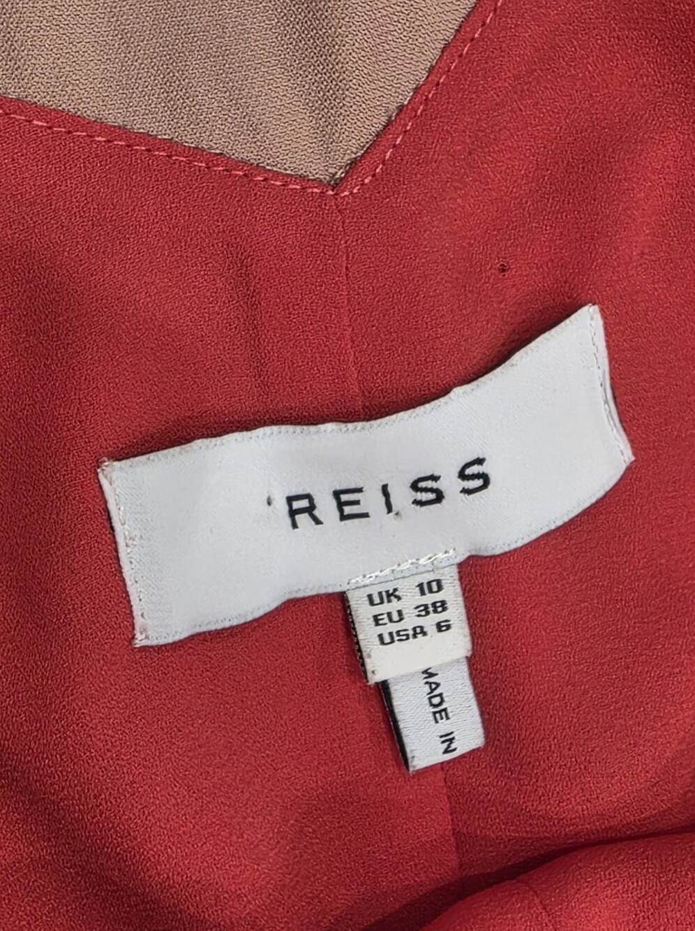 ​REISS Henley Romantic Lace Cami Midi Dress in Coral Red EU38/US 6 - Picture 13 of 15